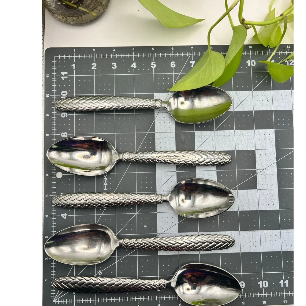 Ralph Lauren Equestrian Braid TBS Set of 5 Serving Spoons Silverplate 1991